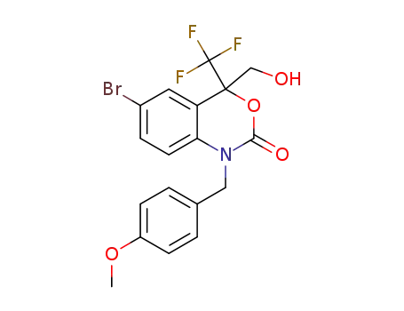 Molecular Structure of 1141877-90-8 (6-bromo-4-(hydroxymethyl)-1-(4-methoxybenzyl)-4-(trifluoromethyl)-1,4-dihydro-2H-3,1-benzoxazin-2-one)