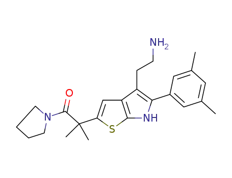 Molecular Structure of 666852-70-6 (Pyrrolidine,
1-[2-[4-(2-aminoethyl)-5-(3,5-dimethylphenyl)-6H-thieno[2,3-b]pyrrol-2-yl
]-2-methyl-1-oxopropyl]-)