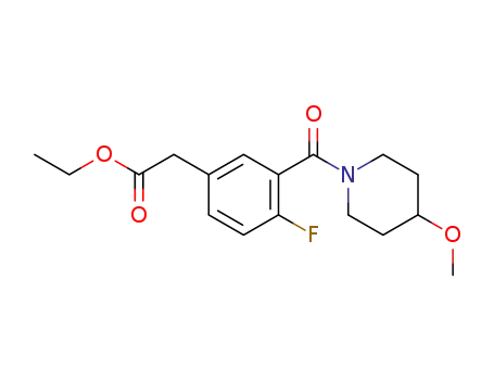 ethyl 2-(4-fluoro-3-(4-methoxypiperidine-1-carbonyl)phenyl)acetate