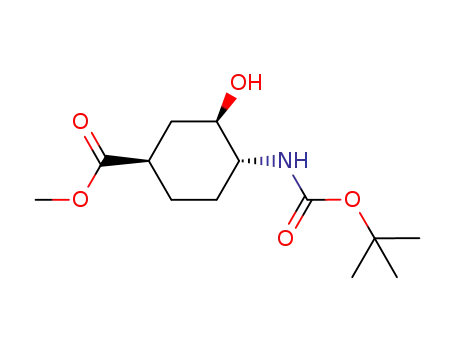 Molecular Structure of 615569-02-3 (methyl (1α,3α,4β)-4-[(tert-butoxycarbonyl)amino]-3-hydroxycyclohexanecarboxylate)