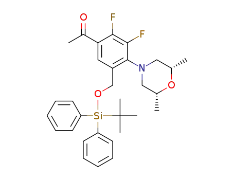 Molecular Structure of 914935-38-9 (1-{5-({[tert-butyl(diphenyl)silyl]oxy}methyl)-4-[(2R,6S)-2,6-dimethylmorpholin-4-yl]-2,3-difluorophenyl}ethanone)
