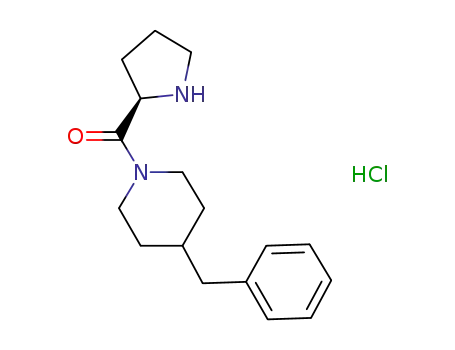 Molecular Structure of 354564-01-5 (Piperidine, 4-(phenylmethyl)-1-[(2R)-2-pyrrolidinylcarbonyl]-,
monohydrochloride)