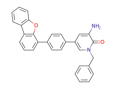 Molecular Structure of 887775-13-5 (2(1H)-Pyridinone,
3-amino-5-[4-(4-dibenzofuranyl)phenyl]-1-(phenylmethyl)-)