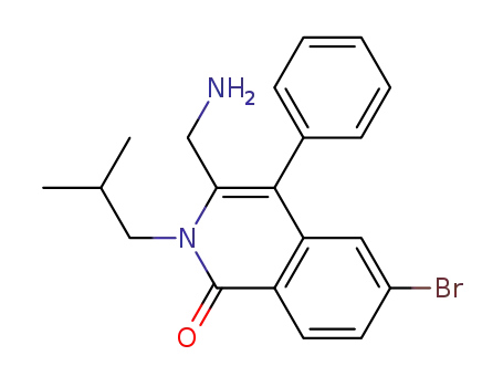 Molecular Structure of 447415-25-0 (1(2H)-Isoquinolinone,
3-(aminomethyl)-6-bromo-2-(2-methylpropyl)-4-phenyl-)