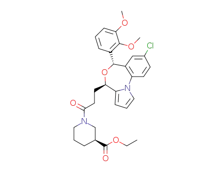 Molecular Structure of 937055-14-6 (ethyl (3S)-1-(3-((4R,6S)-8-chloro-6-(2,3-dimethoxyphenyl)-4H,6H-pyrrolo[1,2-a][4,1]benzoxazepin-4-yl)propanoyl)-3-piperidinecarboxylate)