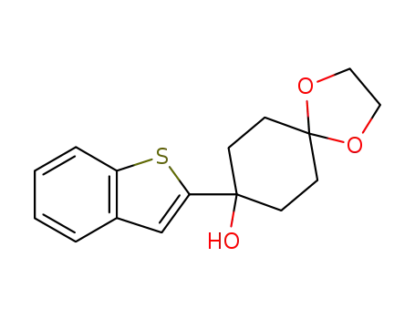 Molecular Structure of 133146-67-5 (1,4-Dioxaspiro[4.5]decan-8-ol, 8-benzo[b]thien-2-yl-)