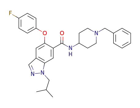 1H-Indazole-6-carboxamide,
5-(4-fluorophenoxy)-1-(2-methylpropyl)-N-[1-(phenylmethyl)-4-piperidinyl
]-