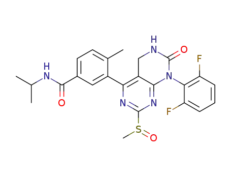 Molecular Structure of 911693-62-4 (3-[8-(2,6-difluorophenyl)-2-(methylsulfinyl)-7-oxo-5,6,7,8-tetrahydropyrimido[4,5-d]pyrimidin-4-yl]-4-methyl-N-(1-methylethyl)benzamide)