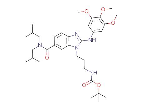 Molecular Structure of 746662-01-1 (tert-butyl 3-{6-[(diisobutylamino)carbonyl]-2-[(3,4,5-trimethoxyphenyl)amino]-1H-benzimidazol-1-yl}propylcarbamate)