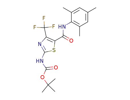 Molecular Structure of 302957-85-3 (Carbamic acid,
[4-(trifluoromethyl)-5-[[(2,4,6-trimethylphenyl)amino]carbonyl]-2-thiazolyl]
-, 1,1-dimethylethyl ester)