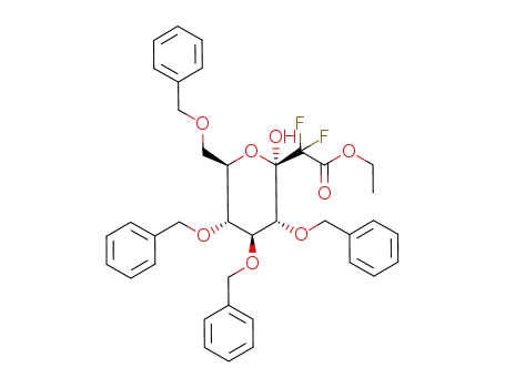 Molecular Structure of 870650-02-5 (ethyl 2-{(2R,3R,4S,5R,6R)-3,4,5-tris(benzyloxy)-6-[(benzyloxy)methyl]-tetrahydro-2-hydroxy-2H-pyran-2-yl}-2,2-difluoroacetate)