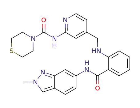 thiomorpholine-4-carboxylic acid (4-{[2-(2-methyl-2H-indazol-6-ylcarbamoyl)-phenylamino]-methyl}-pyridin-2-yl)-amide