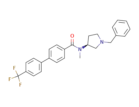 Molecular Structure of 762285-67-6 (4'-Trifluoromethyl-biphenyl-4-carboxylic acid ((S)-1-benzyl-pyrrolidin-3-yl)-methyl-amide)