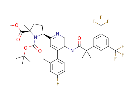 1-(1,1-dimethylethyl) 2-methyl (2R,5S)-5-[5-[(2-[3,5-bis(trifluoromethyl)phenyl]-2-methylpropanoyl)(methyl)amino]-4-(4-fluoro-2-methylphenyl)-2-pyridinyl]-2-methyl-1,2-pyrrolidinedicarboxylate
