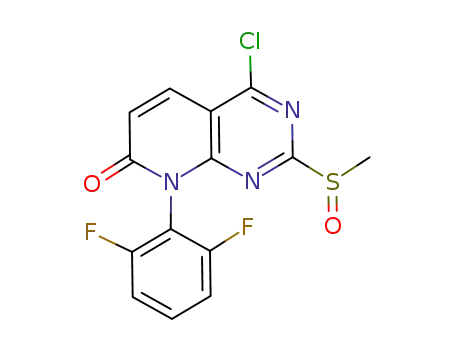Molecular Structure of 911370-07-5 (Pyrido[2,3-d]pyrimidin-7(8H)-one,
4-chloro-8-(2,6-difluorophenyl)-2-(methylsulfinyl)-)