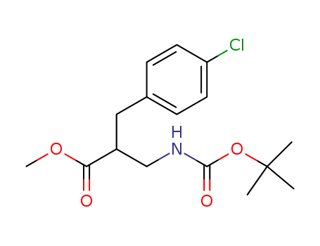 Molecular Structure of 886366-43-4 (METHYL 2-N-BOC-2-AMINOMETHYL-3-(4-CHLORO-PHENYL)-PROPIONATE)