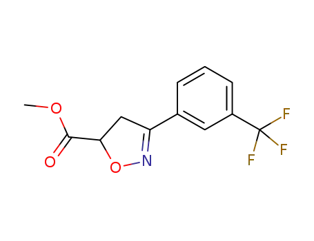 Molecular Structure of 708274-23-1 (5-Isoxazolecarboxylic acid, 4,5-dihydro-3-[3-(trifluoromethyl)phenyl]-,
methyl ester)