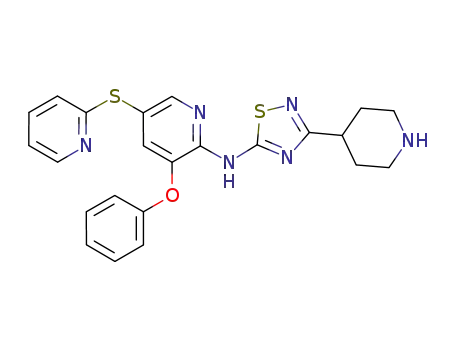 3-phenoxy-N-(3-(piperidin-4-yl)-1,2,4-thiadiazol-5-yl)-5-(pyridin-2-ylthio)pyridin-2-amine