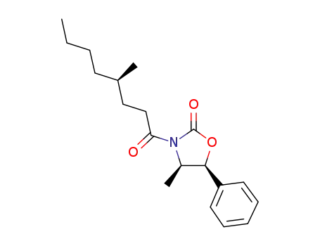 Molecular Structure of 313653-37-1 (2-Oxazolidinone, 4-methyl-3-[(4R)-4-methyl-1-oxooctyl]-5-phenyl-,
(4R,5S)-)