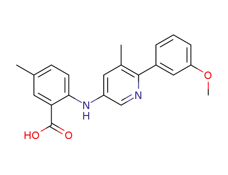 Molecular Structure of 1119086-11-1 (2-(6-(3-methoxyphenyl)-5-methylpyridin-3-ylamino)-5-methylbenzoic acid)