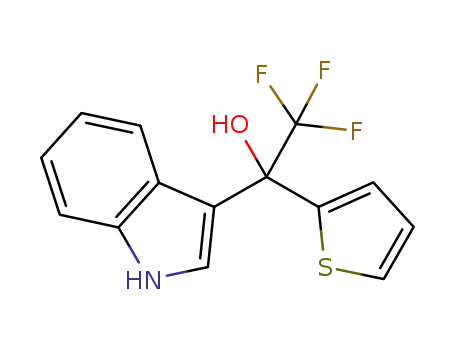 Molecular Structure of 1150561-00-4 (2,2,2-trifluoro-1-(1H-indol-3-yl)-1-(thiophen-2-yl)ethan-1-ol)