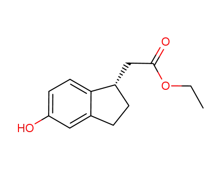 Molecular Structure of 496061-80-4 (1H-Indene-1-acetic acid, 2,3-dihydro-5-hydroxy-, ethyl ester, (1S)-)