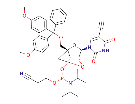 (1R,3R,4R,7S)-7-[2-cyanoethoxy(diisopropylamino)phosphinoxy]-1-(4,4′-dimethoxytrityloxymethyl)-3-(5-ethynyluracil-1-yl)-2,5-dioxabicyclo[2.2.1]heptane