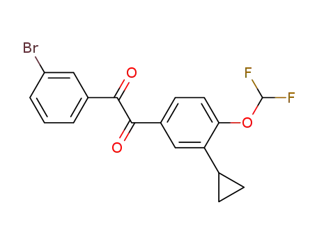 Molecular Structure of 1062616-71-0 (1-(3-bromo-phenyl)-2-(3-cyclopropyl-4-difluoromethoxy-phenyl)-ethane-1,2-dione)