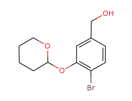 Molecular Structure of 870779-64-9 (4-bromo-3-(tetrahydropyran-2-yloxy)benzyl alcohol)