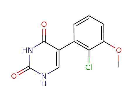Molecular Structure of 830346-42-4 (2,4(1H,3H)-Pyrimidinedione, 5-(2-chloro-3-methoxyphenyl)-)