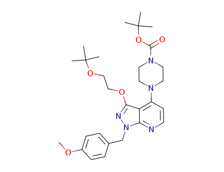 Molecular Structure of 1173068-84-2 (tert-butyl 4-(3-(2-tert-butoxyethoxy)-1-(4-methoxybenzyl)-1H-pyrazolo[3,4-b]pyridin-4-yl)piperazine-1-carboxylate)