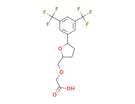 Molecular Structure of 1198180-65-2 (({5-[3,5-bis(trifluoromethyl)phenyl]tetrahydrofuran-2-yl}methoxy)acetic acid)