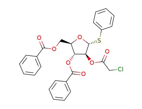 Molecular Structure of 1289100-95-3 (phenyl 3,5-di-O-benzoyl-2-O-(chloroacetyl)-1-thio-α-D-arabinofuranoside)