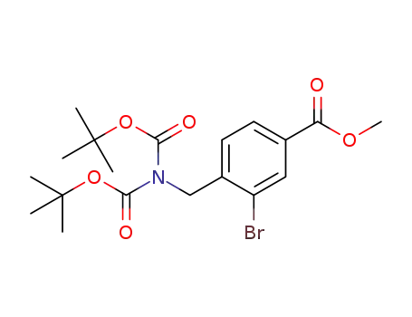 Molecular Structure of 1333400-85-3 (diBoc-4-aminomethyl-3-bromo-benzoic acid methyl ester)