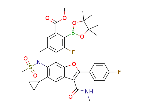 methyl 5-((N-(5-cyclopropyl-2-(4-fluorophenyl)-3-(methylcarbamoyl)benzofuran-6-yl)methylsulfonamido)methyl)-3-fluoro-2-(4,4,5,5-tetramethyl-1,3,2-dioxaborolan-2-yl)benzoate