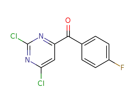 Molecular Structure of 1099597-81-5 ((2,6-DICHLOROPYRIMIDIN-4-YL)-(4-FLUOROPHENYL)METHANONE)