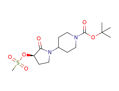 Molecular Structure of 1351167-84-4 ((R)-tert-butyl 4-(3-(methylsulfonyloxy)-2-oxopyrrolidin-1-yl)piperidin-1-carboxylate)