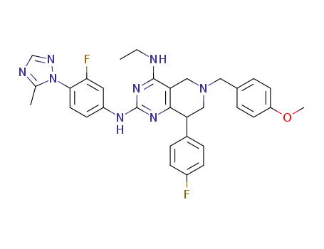 N<sub>4</sub>-ethyl-N<sub>2</sub>-(3-fluoro-4-(5-methyl-1H-1,2,4-triazol-1-yl)phenyl)-8-(4-fluorophenyl)-6-(4-methoxybenzyl)-5,6,7,8-tetrahydropyrido[4,3-d]pyrimidine-2,4-diamine