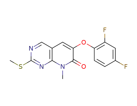 Molecular Structure of 449811-12-5 (6-(2,4-Difluorophenoxy)-8-Methyl-2-(Methylthio)pyrido[2,3-d]pyriMidin-7(8H)-one)