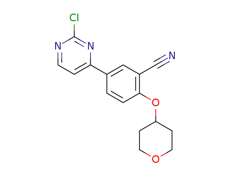 Molecular Structure of 1292317-55-5 (5-(2-chloropyrimidin-4-yl)-2-(tetrahydro-2H-pyran-4-yloxy)benzonitrile)