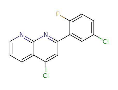 Molecular Structure of 1323919-28-3 (4-chloro-2-(5-chloro-2-fluoro-phenyl)-[1,8]naphthyridine)
