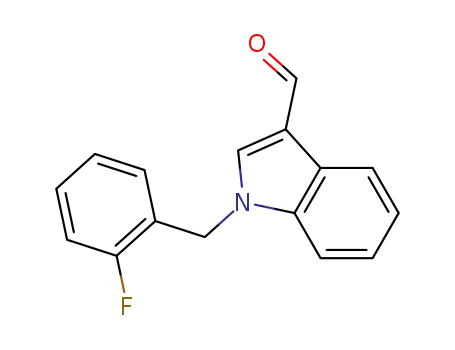 Molecular Structure of 192997-17-4 (1-(2-FLUORO-BENZYL)-1H-INDOLE-3-CARBALDEHYDE)