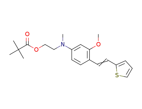 Molecular Structure of 1259926-26-5 (pivalic acid 2-{[3-methoxy-4-(2-thiophen-2-ylvinyl)phenyl]-N-methylamino}ethyl ester)