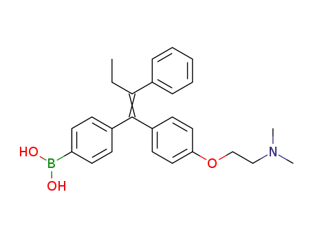 Molecular Structure of 1370699-82-3 ((4-(1-(4-(2-(dimethylamino)ethoxy)phenyl)-2-phenylbut-1-en-1-yl)phenyl)boronic acid)