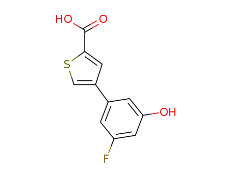 Molecular Structure of 1261936-09-7 (5-(2-Carboxythiophene-4-yl)-3-fluorophenol)