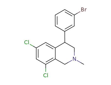 Molecular Structure of 543737-10-6 (4-(3-bromophenyl)-6,8-dichloro-2-methyl-1,2,3,4-tetrahydroisoquinoline)