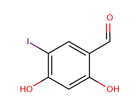 Molecular Structure of 131088-03-4 (2,4-dihydroxy-5-iodobenzaldehyde)