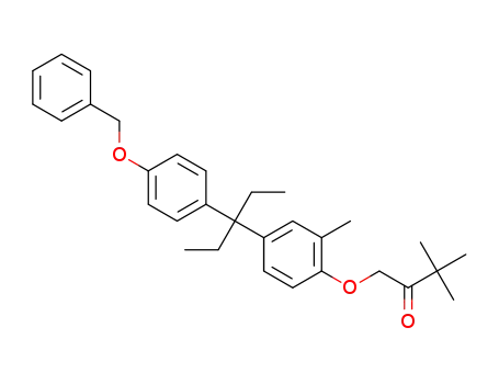 Molecular Structure of 1445854-38-5 (1-(4-(3-(4-(benzyloxy)phenyl)pentan-3-yl)-2-methylphenoxy)-3,3-dimethylbutan-2-one)