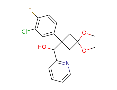 Molecular Structure of 1432051-09-6 ([2-(3-chloro-4-fluorophenyl)-5,8-dioxaspiro[3.4]oct-2-yl](pyridin-2-yl)-methanol)