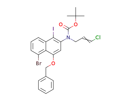 Molecular Structure of 1381964-04-0 (tert-butyl (4-(benzyloxy)-5-bromo-1-iodonaphthalen-2-yl)-(3-chloroallyl)carbamate)